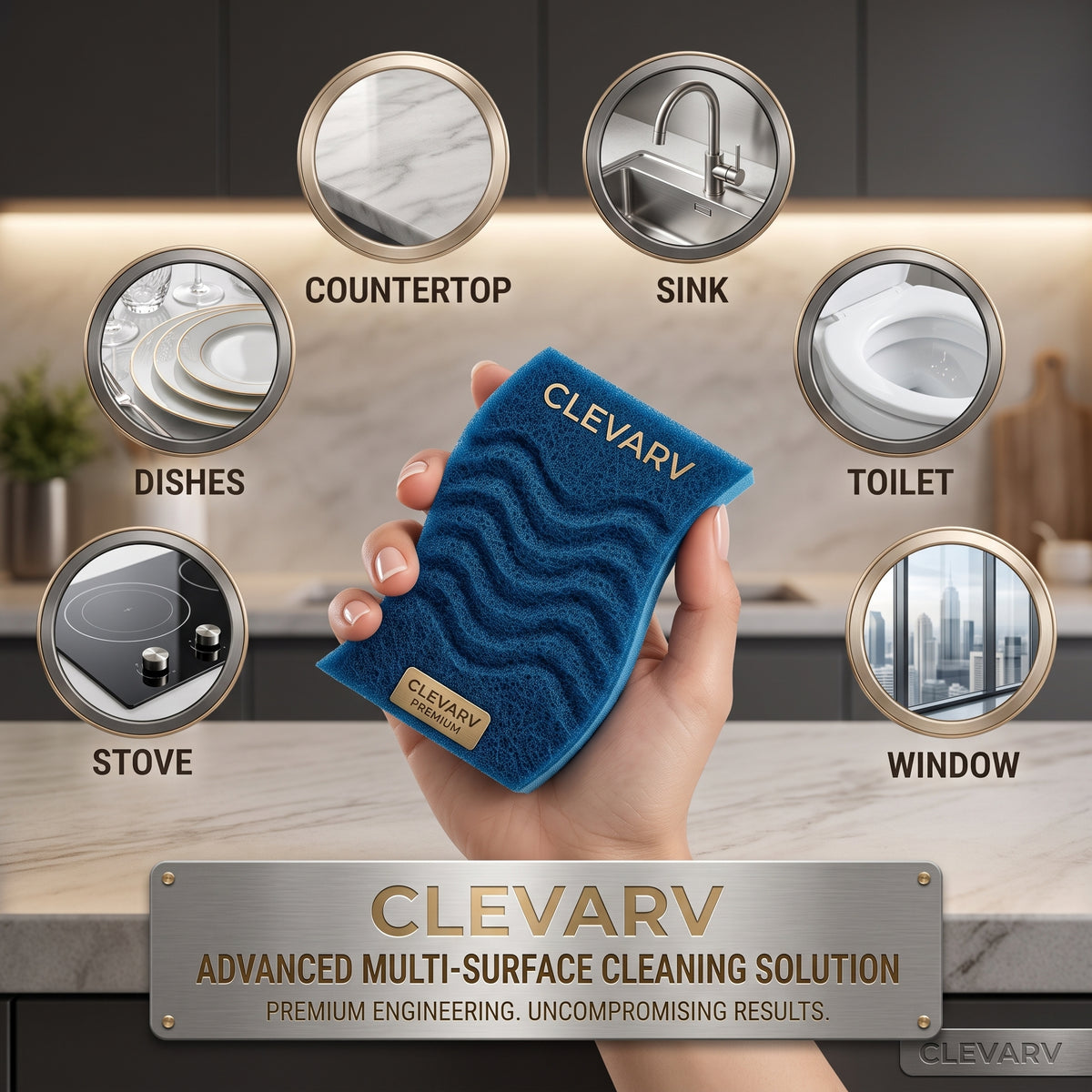 CLEVARY® Premium Non-Scratch Scrub Sponge Advanced Multi-Surface Cleaning Sponge for Kitchen & Home