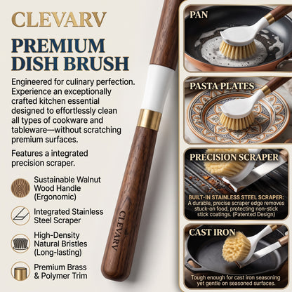 CLEVARY® Natural Wood Vegetable Cleaning Brush Premium Root Vegetable Scrubber for Gentle Kitchen Cleaning