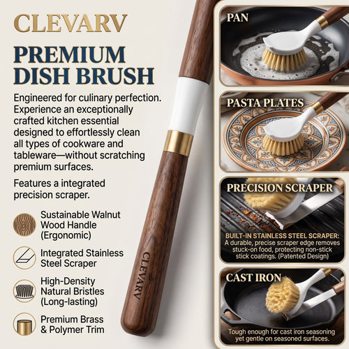 CLEVARY® Natural Wood Vegetable Cleaning Brush Premium Root Vegetable Scrubber for Gentle Kitchen Cleaning