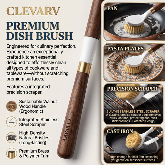 CLEVARY® Natural Wood Vegetable Cleaning Brush Premium Root Vegetable Scrubber for Gentle Kitchen Cleaning