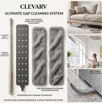 CLEVARY® FlexReach™ Premium Gap Cleaning System Ultra-Thin Extendable Microfiber Duster for Hard-to-Reach Areas