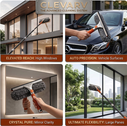 CLEVARY® Elite Window Cleaning System Premium Microfiber Window Cleaner With Flexible Rotating Head