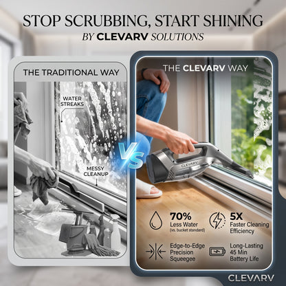 CLEVARY® Smart Window Vacuum Cleaner Cordless Streak-Free Glass Cleaner With Powerful Water Suction