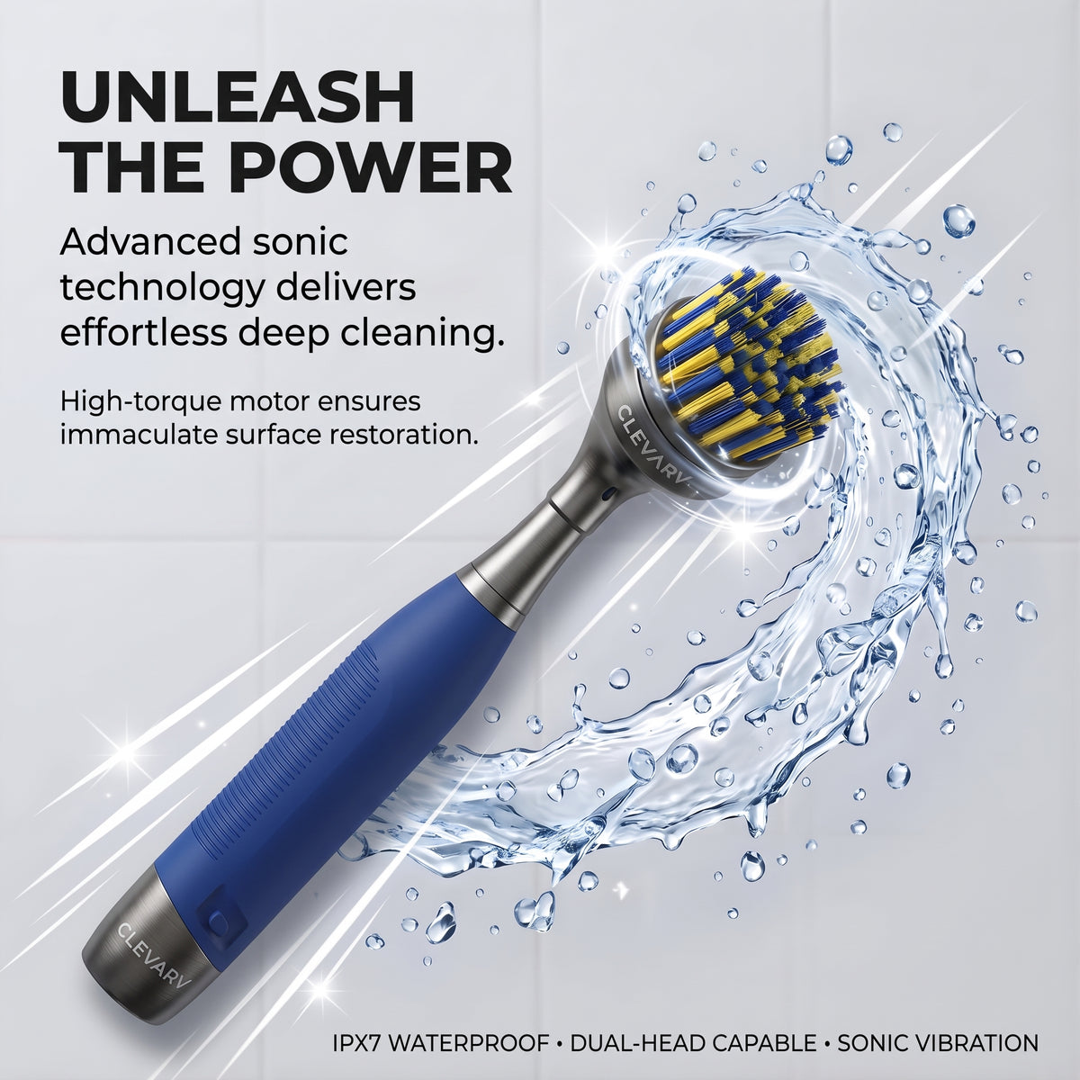 CLEVARY® SonicSpin™ Electric Cleaning Brush Powerful Cordless Spin Scrubber for Bathroom, Kitchen & Home Deep Cleaning