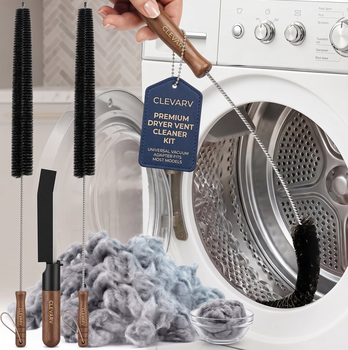 CLEVARY® Premium Stainless Steel Scrubber Kit Heavy-Duty Kitchen Cleaning Brush with Replaceable Scrub Heads