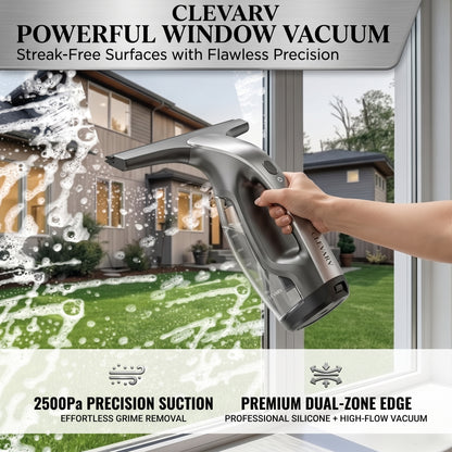 CLEVARY® Smart Window Vacuum Cleaner Cordless Streak-Free Glass Cleaner With Powerful Water Suction