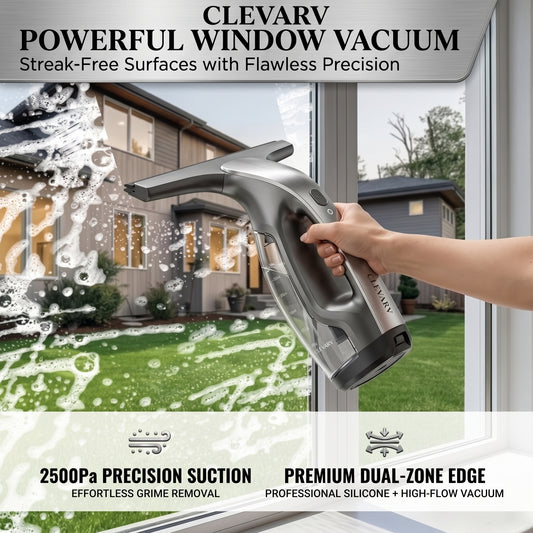 CLEVARY® Smart Window Vacuum Cleaner Cordless Streak-Free Glass Cleaner With Powerful Water Suction