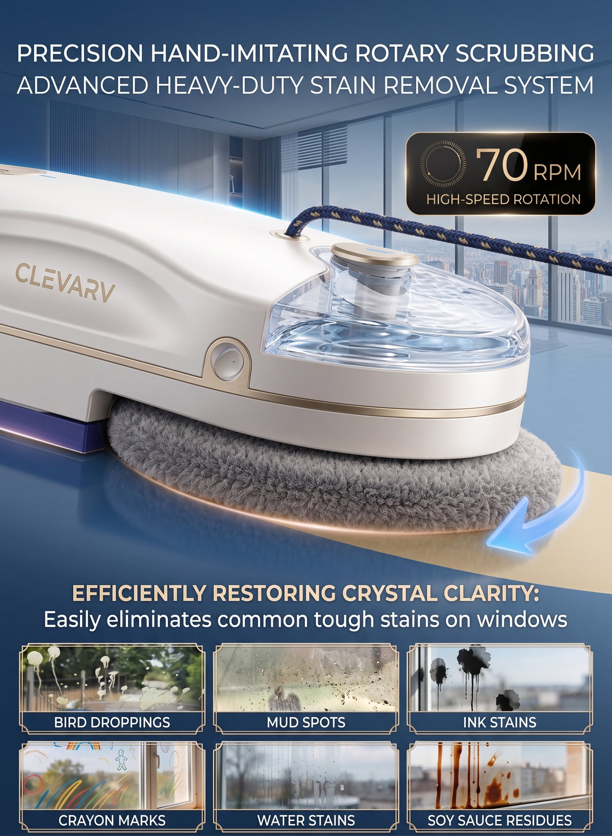 CLEVARY® Smart Window Cleaning Robot Dual-Stage Automatic Glass Cleaner With Intelligent Navigation System