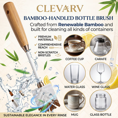 CLEVARY® Natural Wood Vegetable Cleaning Brush Premium Root Vegetable Scrubber for Gentle Kitchen Cleaning