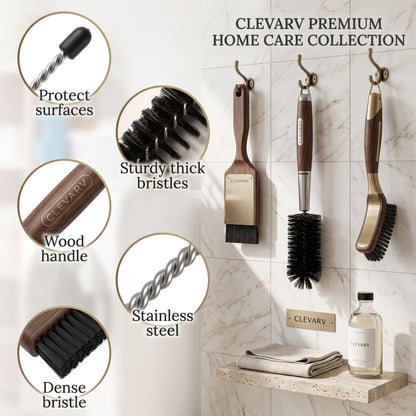 CLEVARY® Premium Stainless Steel Scrubber Kit Heavy-Duty Kitchen Cleaning Brush with Replaceable Scrub Heads